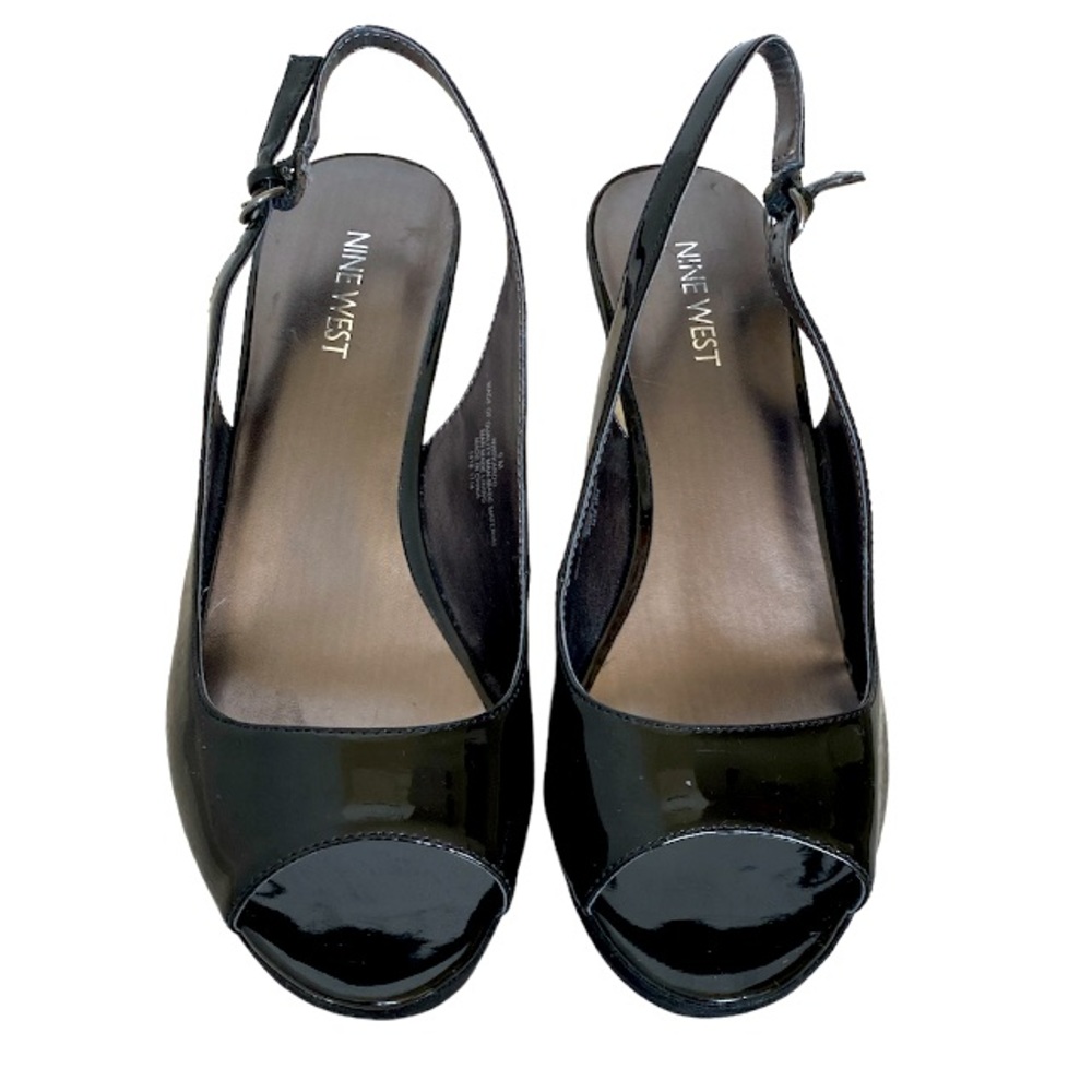 Nine West Black Sling Back Peep Toe Heels Size 9 Black - Picture 2 of 7